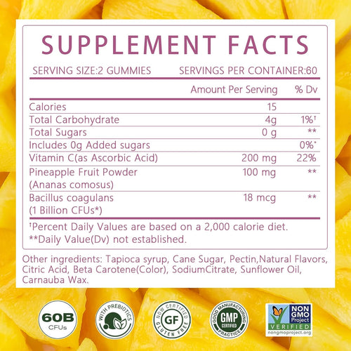 Montue Premium Diamond Feminine Balance Gummies-pH Balance with Prebiotics & Lactobacillus Probiotic Blend&Hawaiian Pineapple Immune Support,Vegan& Non-GMO